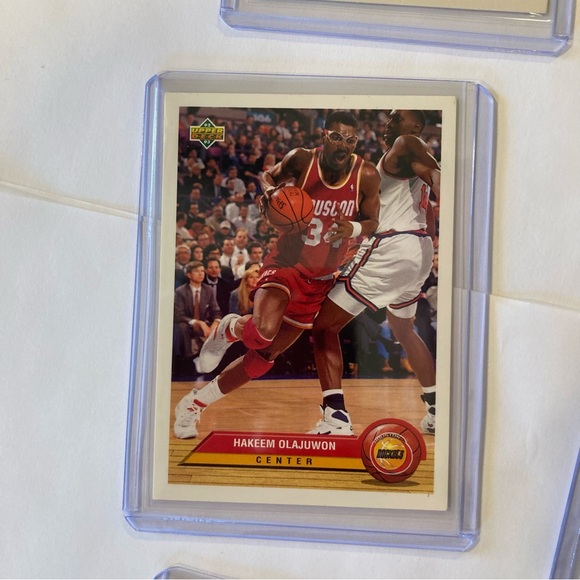 Lot of 9 90s Hakeem Olajuwon NBA Basketball Trading Cards Houston Rockets Akeem - Picture 13 of 16